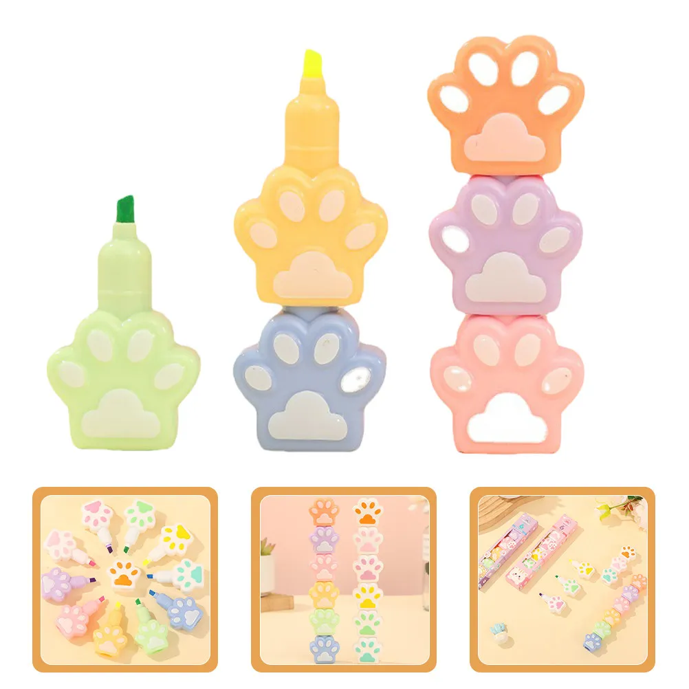 

Aesthetic Highlighters Cute Cartoon Marker Pens for Journaling School Art Projects Assorted Colors Plastic Cute Claw Design