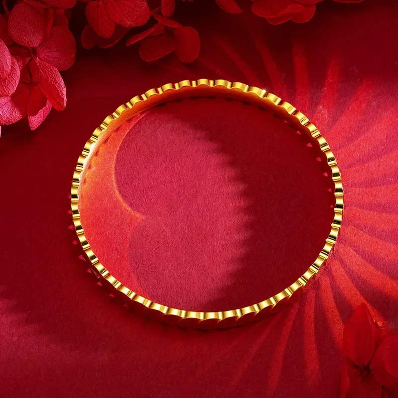 9999 real gold 24K yellow gold Fish Scale Bracelet Step Bracelet