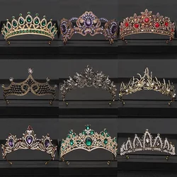 Vintage Baroque Queen Tiara Wedding Crown Bridal Diadem Gold Crystal Rhinestone Head Jewelry Headpiece Wedding Hair Accessories