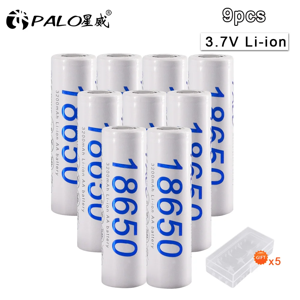 

PALO 9-30pcs 18650 rechargeable battery 3.7V 3200mAh 18650 lithium li-ion High Power Discharge Rechargeable Battery