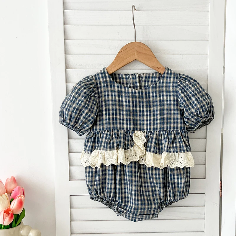 Schwester passendes Outfit Prinzessin Kleider 0-6 Jahre Baby Mädchen Kleidung Mädchen Kleid Plaid Spitze Mode Sommer Schwester Baby Mädchen Stram pler