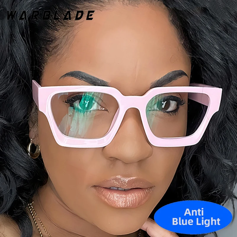 

Retro Small Square Big Frame Women Anti-blue Light Glasses Men Computer For Office Work Games Optical Eye Protection Eyeglasses