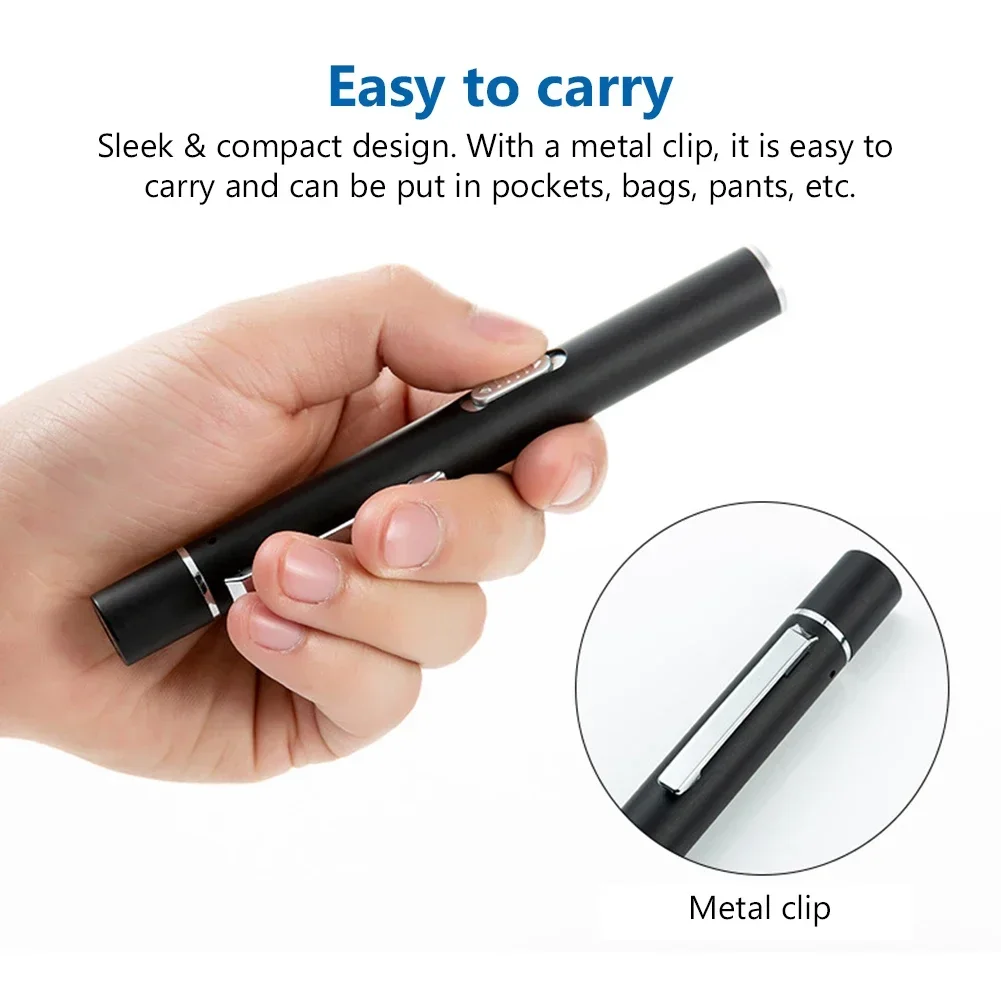 Medical Led Flashlight Pen Light USB Rechargeable Torch Flashlights With Dual Lamp Clip Pocket Stainless Steel For Nurse Doctor