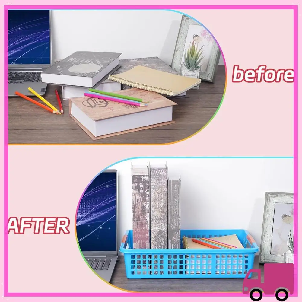 

Compact Teacher Tray, Plastic Classroom Paper Organizer, Turn-In Tray Classroom, Classroom Paper Tray, Home Book Basket,6Pcs