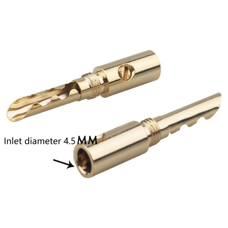 Hifi Diy Gold Plant Electrical Plug 5mm Banana Plug Connectors Cable