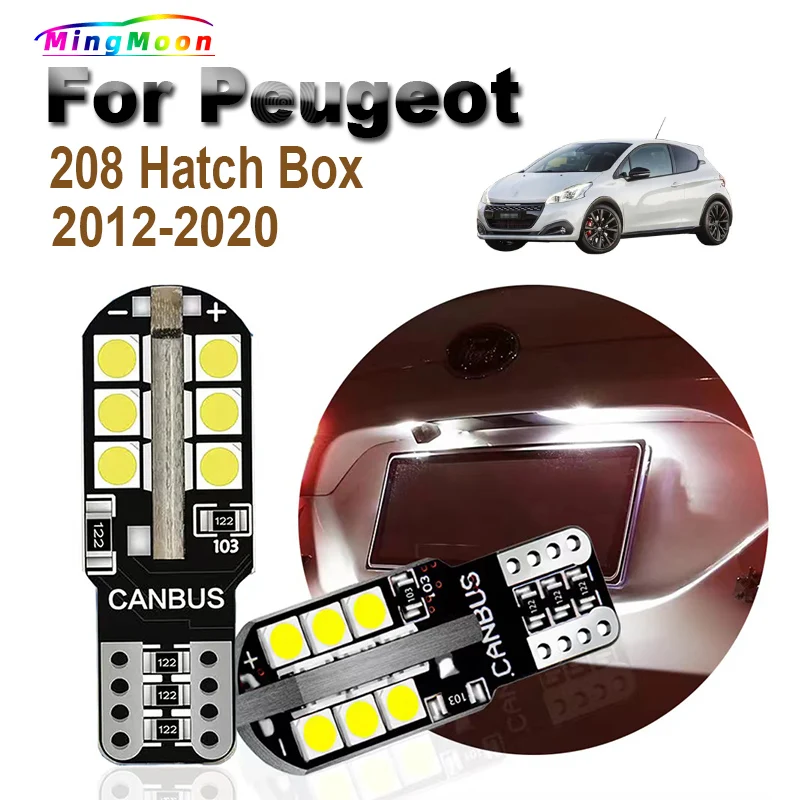 2Pcs T10 LED Bulbs Parking Lamp For Peugeot 208 Hatch Box 2012 2013 2014 2015 2016 2017 2018 2019 2020 License Plate Lights