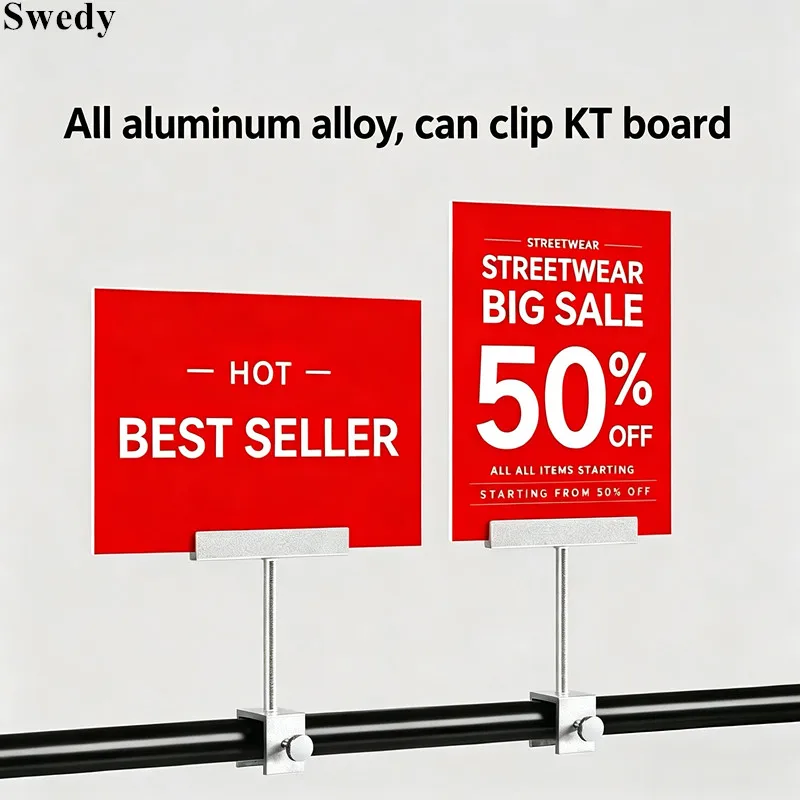 3 Pieces A5 148X210MM Adjustable Clip-on Sign Holder Clip Aluminum Alloy Acrylic/KT Board Label Holder Price List Display Stand