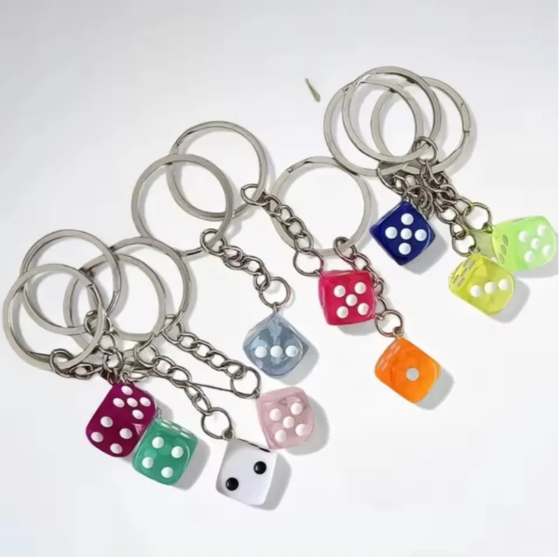 

Exquisite Small Acrylic Dice Car Keychain Mini Pendant Backpack Hanging Keyring Original Acrylic Dice Keychain Bag Accessories