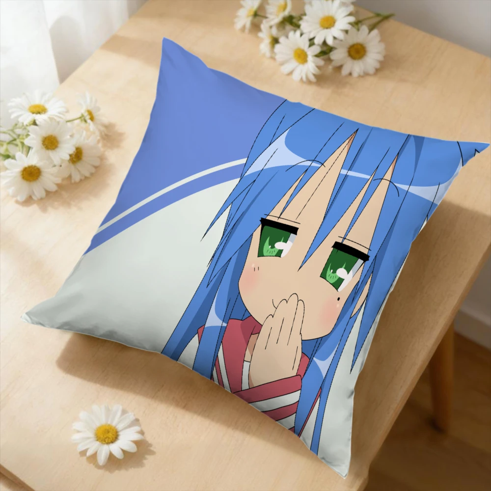 1pc Anime Style Cushion Cover Blue Green Eyes Printed Pillowcase For Sofa Bedroom Decorative Soft Breathable Home Accessory