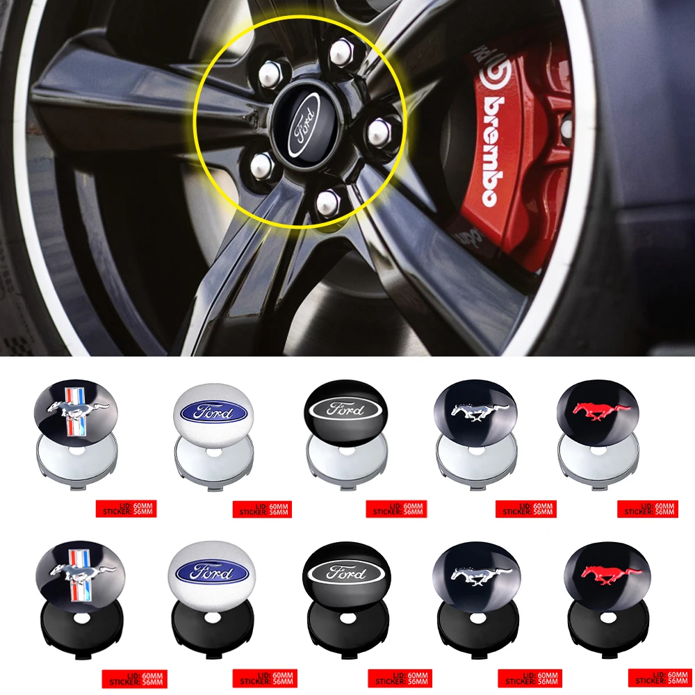 

4Pcs 56/60MM Wheel Center Hub Cap Cover Sticker For Ford Focus Mk2 MK3 MK4 MK7 Fiesta Ranger Mustang Kuga Mondeo ST Line