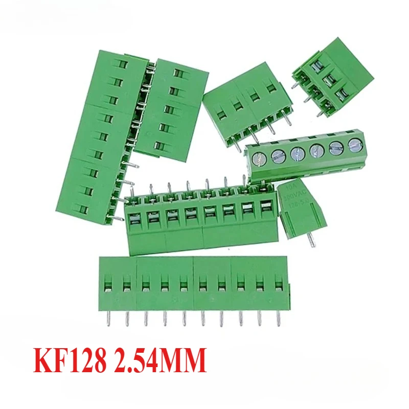 

5/10pcs KF128 2.54mm 0.1" Pitch Mini PCB Screw Terminal Block Connector for Wires 2/3/4/5/6/7/8/9/10/12/16P Terminal