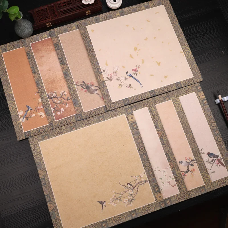 Blank Batik Xuan Paper Calligraphy Works Half Ripe Rice Paper Antique Brush Small Regular Script Running Seal Script Xuan Paper