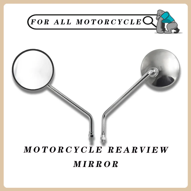 Positive Thread 10mm Vintage Motorcycle Universal Round Stainless Steel Rearview Mirrors for GN125 CG