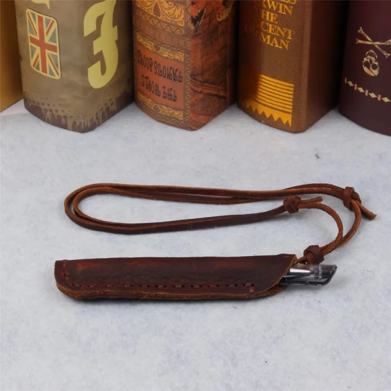 

Boho Vintage Men Necklace new design leather pen holder pendant Long necklace hide cord chain necklace Gift Handmade Jewelry