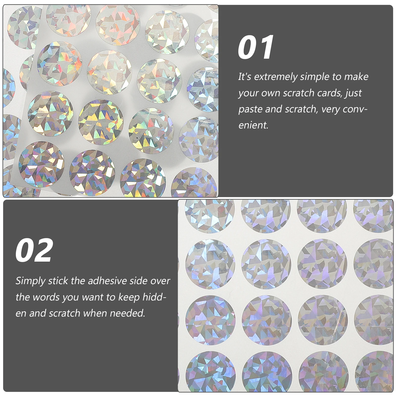 

2 Sheets Scratch Off Stickers Dot Labels DIY Reward Birthday Gift Tags Round Lottery Game Props Hidden Content Tool Folder