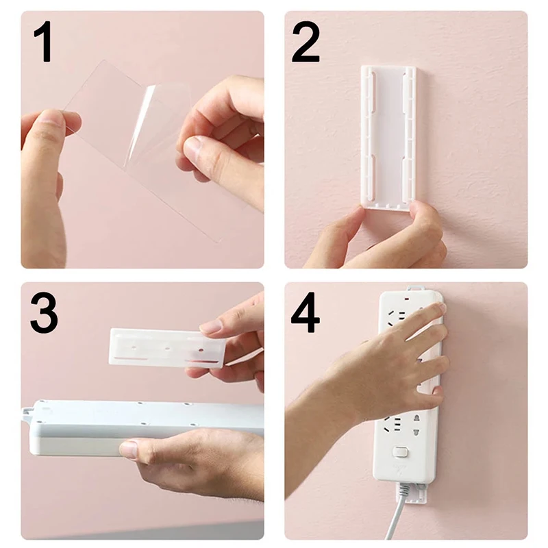 Wall Mounted Socket Holder Fixer Patch Self-Adhesive Power Socket Strip Fixator Punch-free Plug Socket Cable Wire Organizer Rack