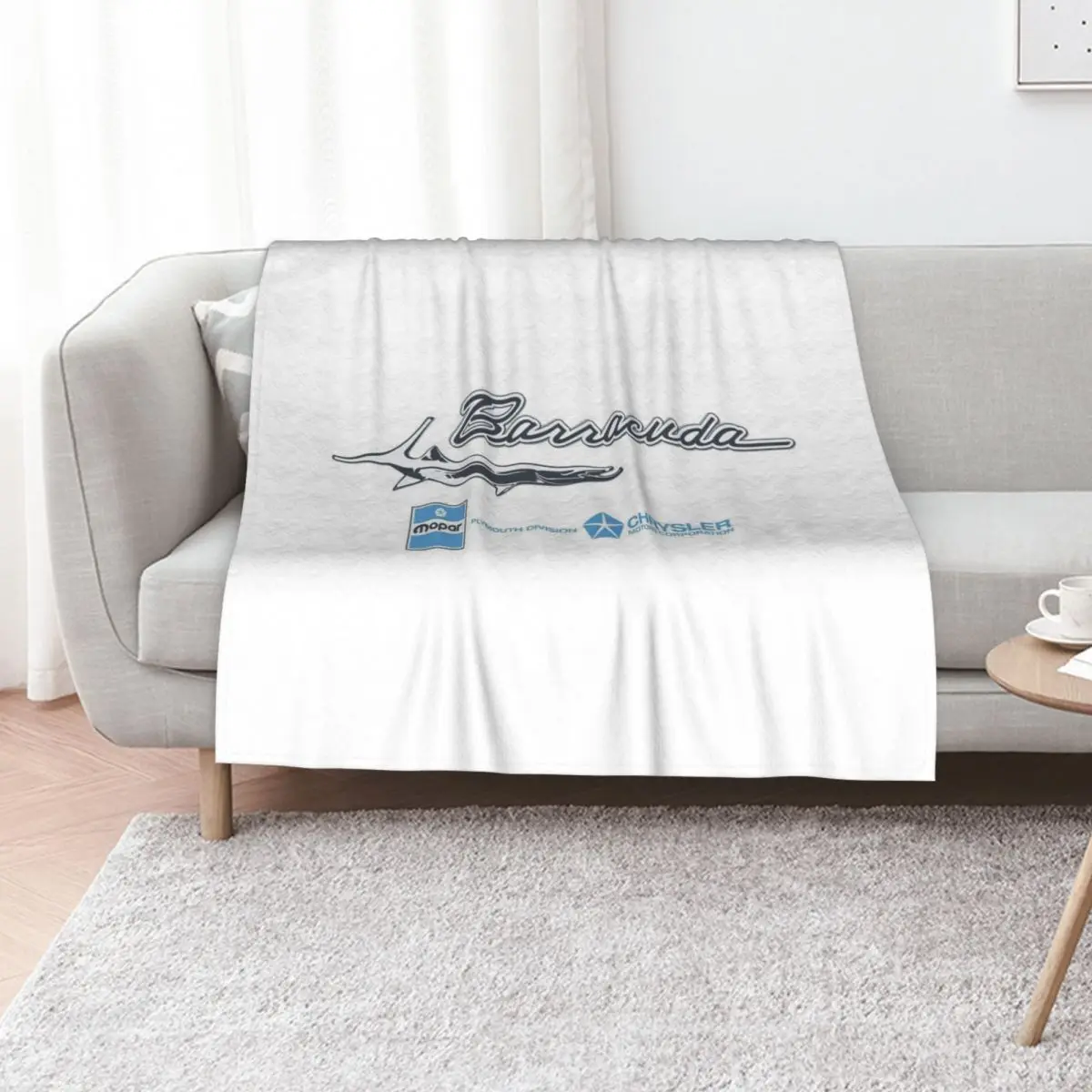 Plymouth Barracuda Logo Script Throw Blanket Hairy Sofa Flannel Fabric Vintage Plush Multi-Purpose Blankets
