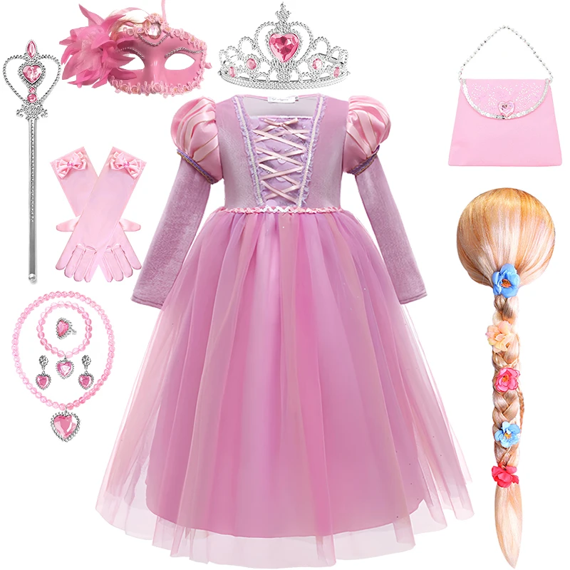 

Fantasy Girl Velvet Pink Princess Dress Children's Halloween Cartoon Role Play Christmas Makeup Ball Elegant Party Fairy Costume