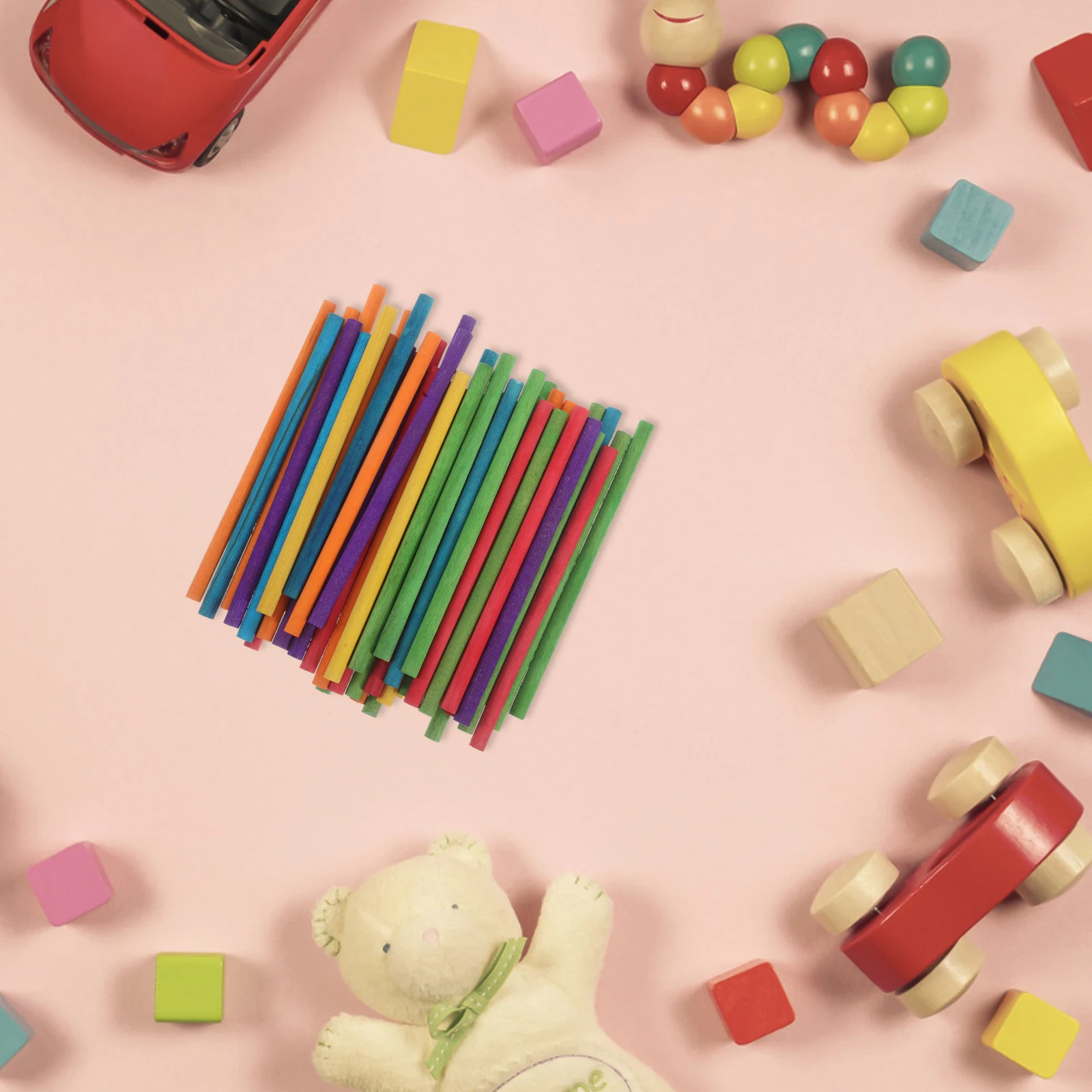 

50 Pcs Hardwood Musical Sticks Diffuser with Giant Pixie Bulk Counting Color Rhythm