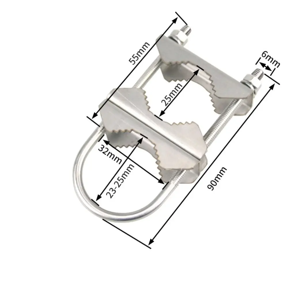 304 Stainless Steel Double Antenna Mast Clamp U-Bolt Fastening Corrosion Resistant V Jaw Block Adjustable Universal