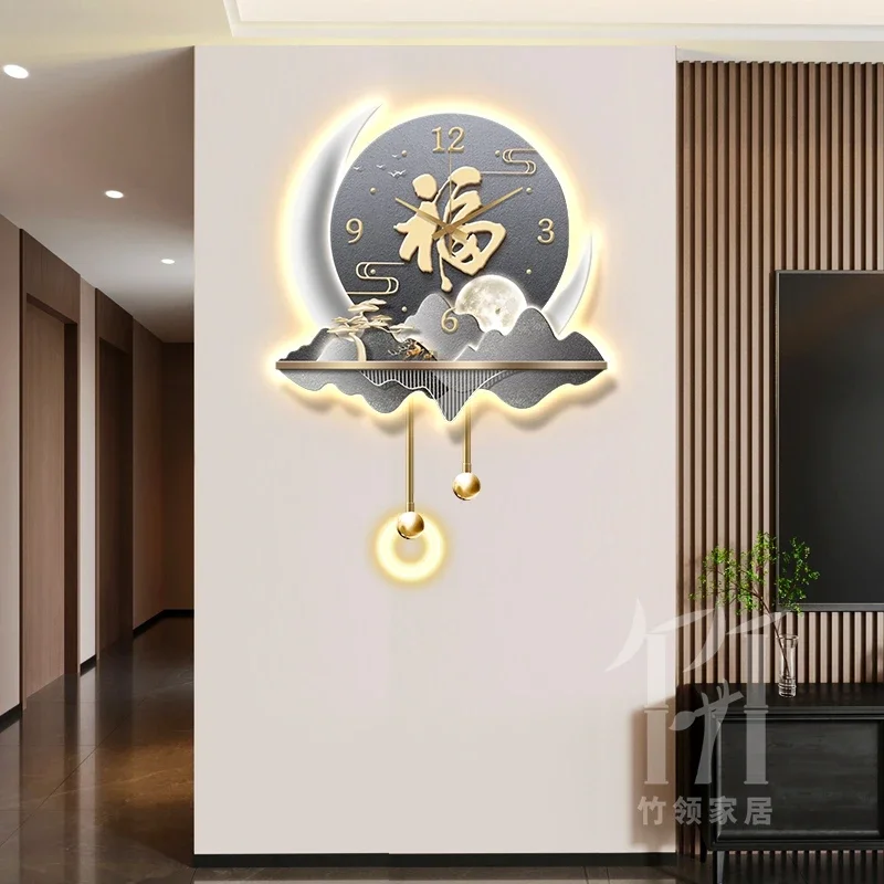 luxury cream style living room decorative painting high-end TV background wall clock dining room aisle wall clock painting home