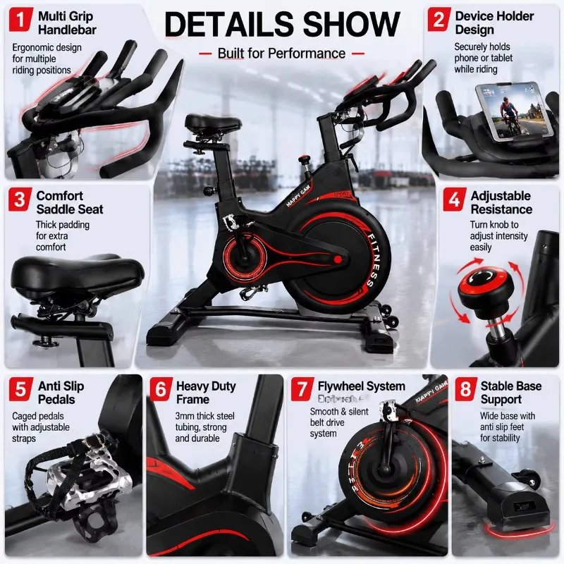 YTYINZY Commercial Magnetic Spinning Bike Silent Belt Drive Exercise Bike For Professional Gym Home Cardio Fitness Training Work