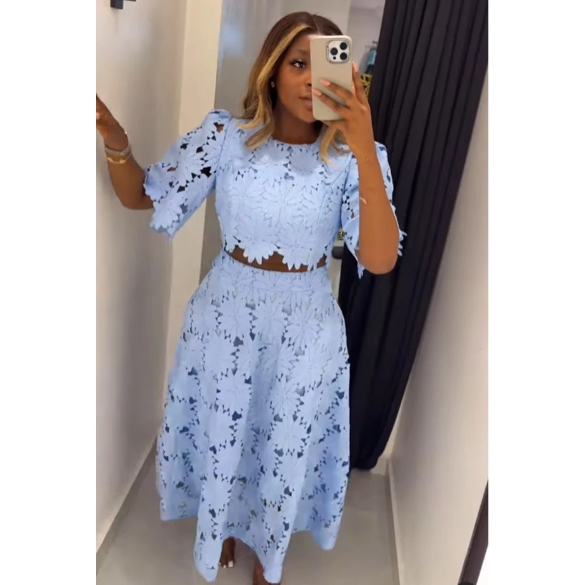 مجموعة بلوزات وبوت نسائية غير رسمية مجوفة من Ele تصميم جديد عبر الحدود خمسة أرباع Sve Long Dr