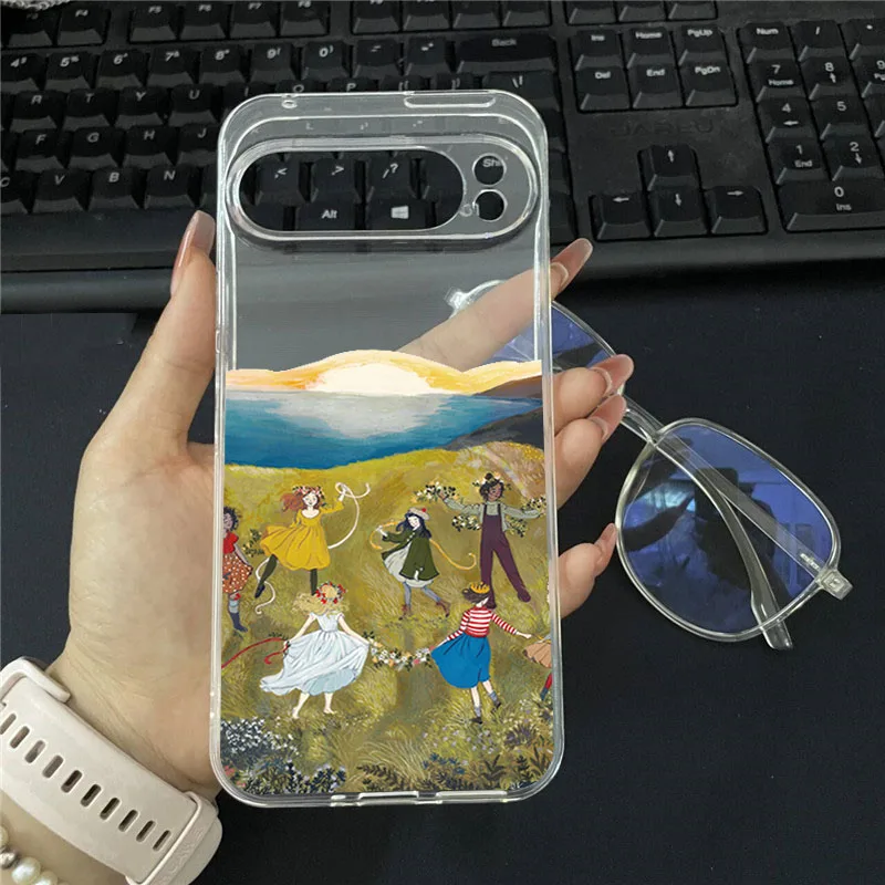 ل Pixel 10 Pro XL حالة النفط اللوحة الخريف الغابات قرية جراب هاتف لجوجل بكسل 10 9 برو XL 8 7 6 6A 7A 8A لينة غطاء #4