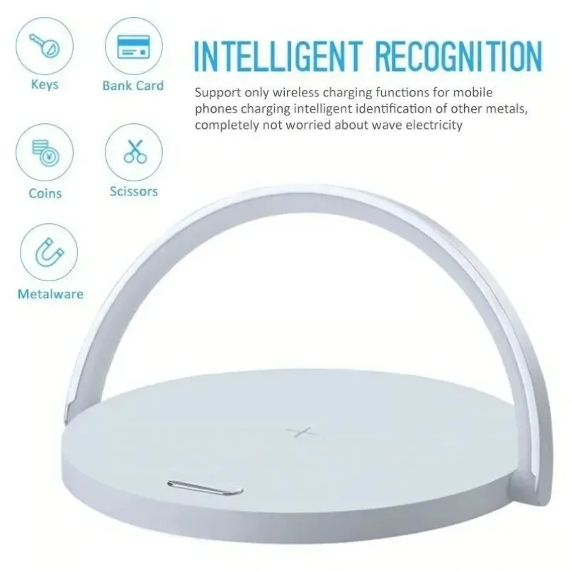 Desktop Wireless Charger Stand with LED Night Light Phone Charging Holder for Bedroom Bedside Home Decor Desktop Accessory