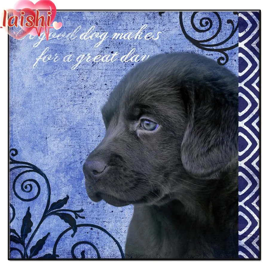

5D Little black dog diamond painting full square round drill Rhinestone cross stitch DIY diamond embroidery mosaic home decor
