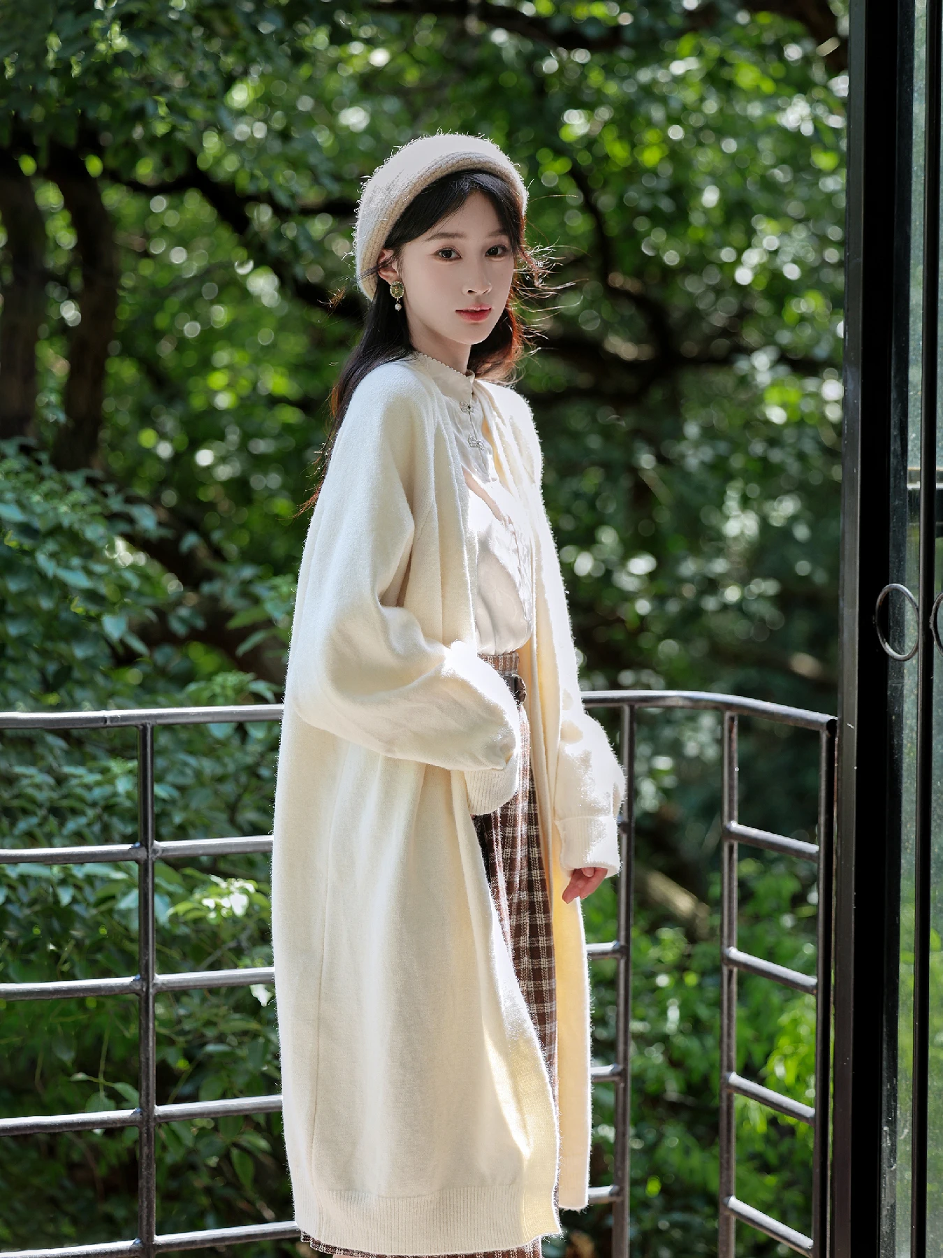 

Свободный длинный вязаный открытый кардиган, женский модный весенний новый художественный свитер Jaet, белый свободный удобный ленивый сле