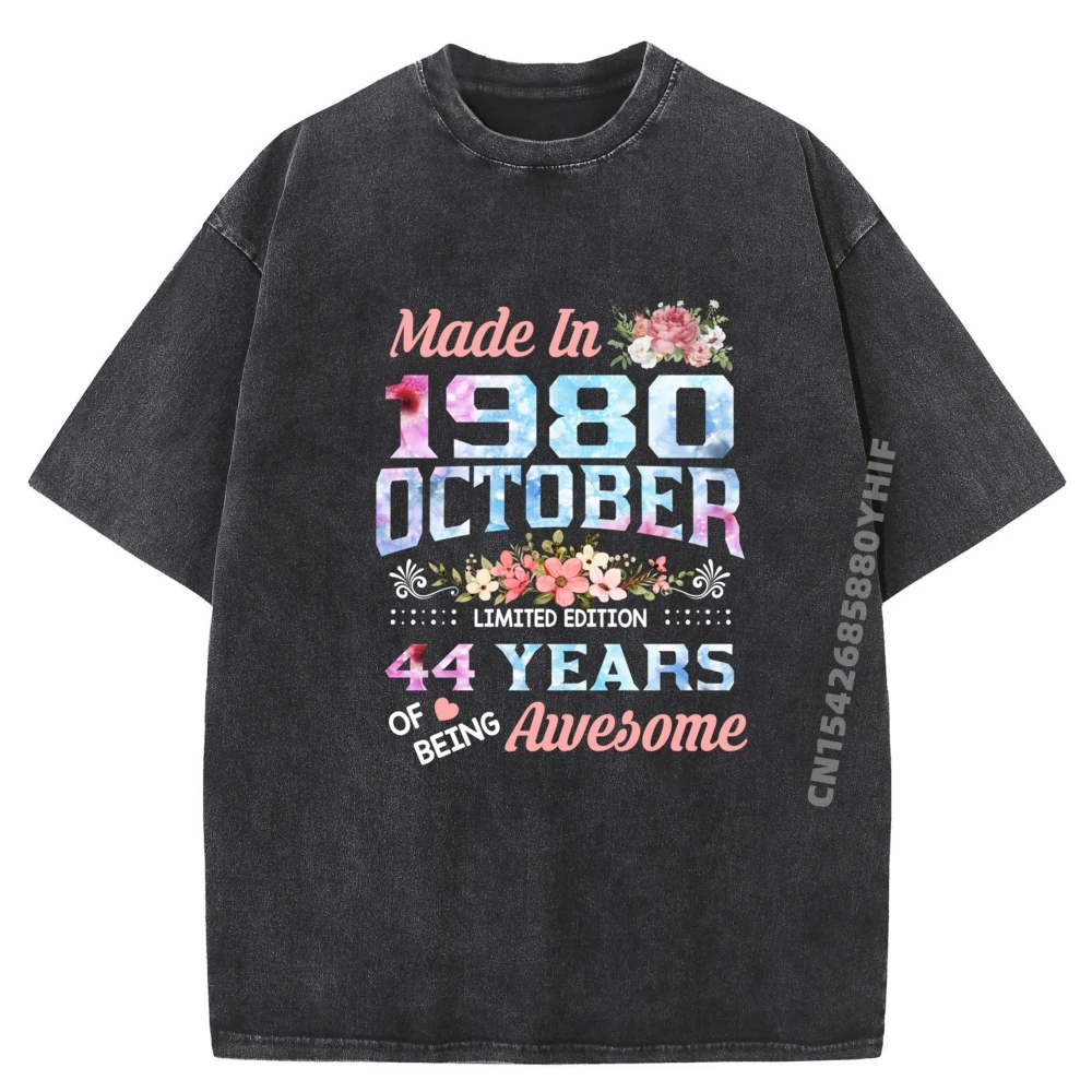 

Жовтеньский цветок, сделанный в 1980 году, 44-летняя потрясающая футболка Grpahic, роскошный рождественский дизайн, стираная рубашка, повседневная одежда