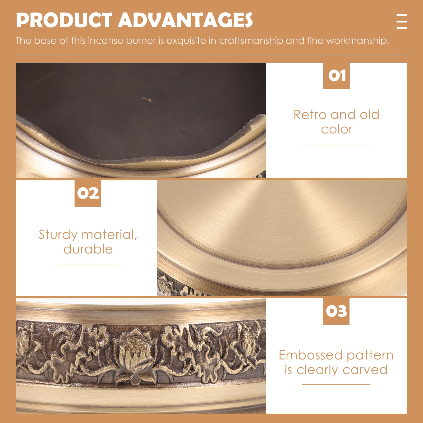 

1pc Copper Incense Burner Base Exquisite Craftsmanship Smooth Texture Home Decoration Aromatherapy Burner Base Desktop