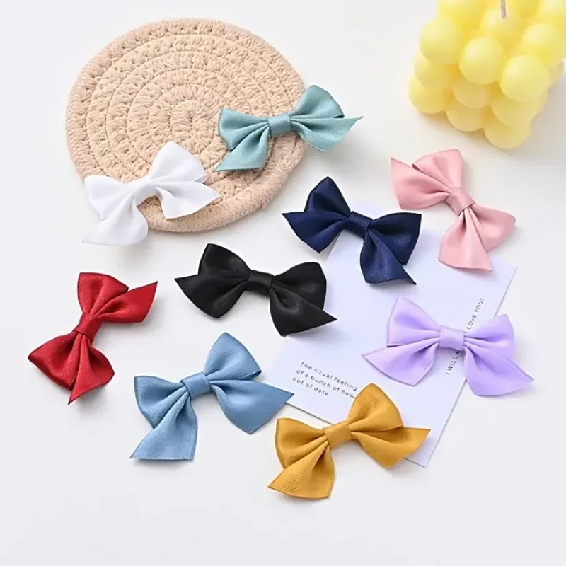 

New Sweet Bowknot Hair Clips for Girl Solid Color Ribbon Bows Hairpins Hairgripe Kids Boutique Hair Accessories Headwear