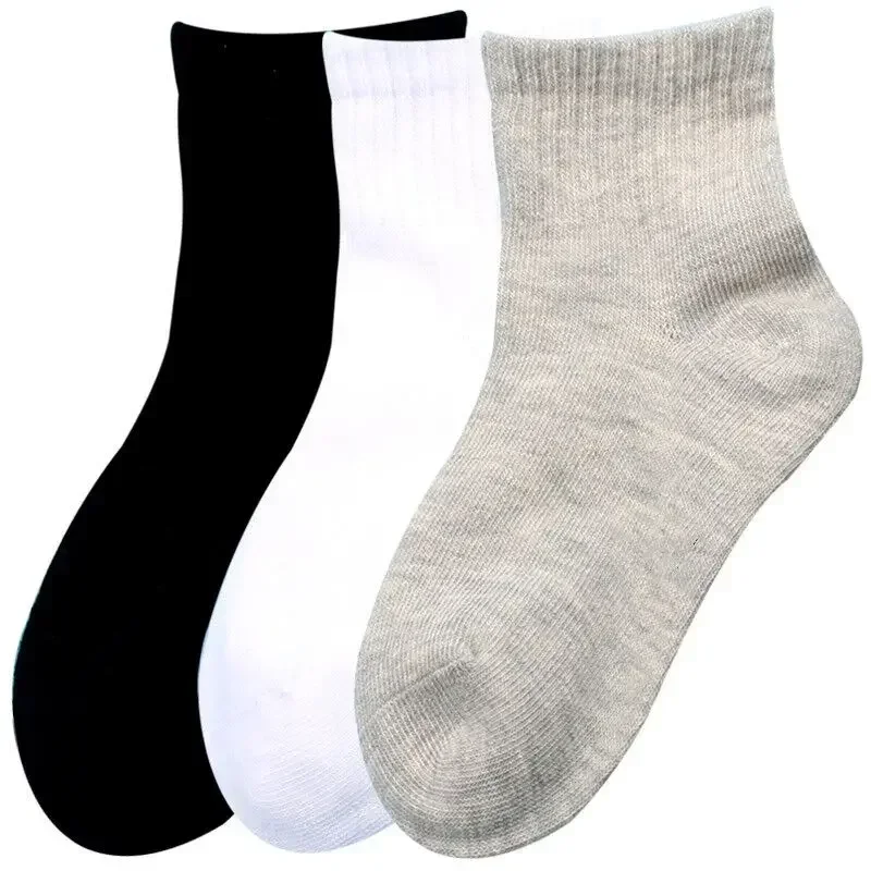 5 Pairs/ Lot Pure Colour Soft Breathable Cotton Kids School Socks Girls Boys Casual Grey Black White Sports Children\'s Socks