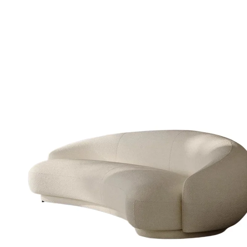 Italian minimalist cashew fabric sofa Nordic light luxury wabi style living room special-shaped small apartment