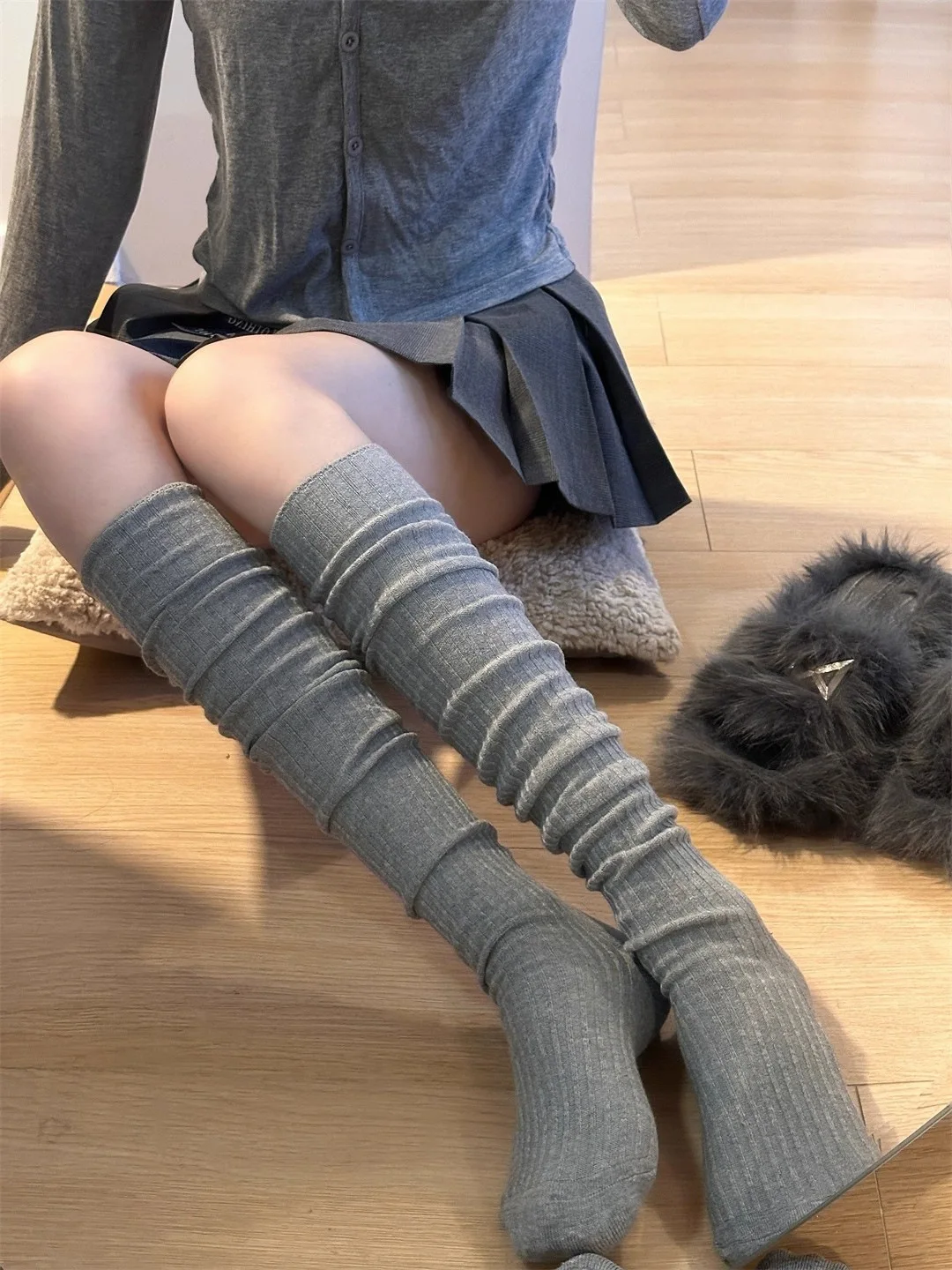 Lente knielengte kousen voor vrouwen witte stapelsokken mode meisjes JK afslanklaarzen sok Japanse kuitsokken katoenen schoenen