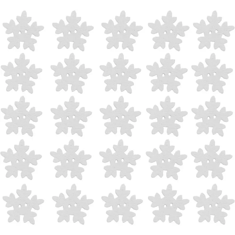 

100pcs Snowflake Buttons Christmas Wooden 18mm White Buttons for Knitting Sewing DIY Scrapbook Crafts Xmas Decoration