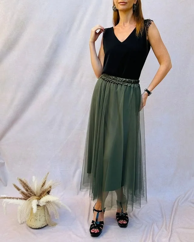 

Темно-зеленая женская юбка с эластичным поясом, из фатина и атласа, А-силуэт, длинная юбка для девочек, для вечеринок, с возможностью выбора цвета и размера.