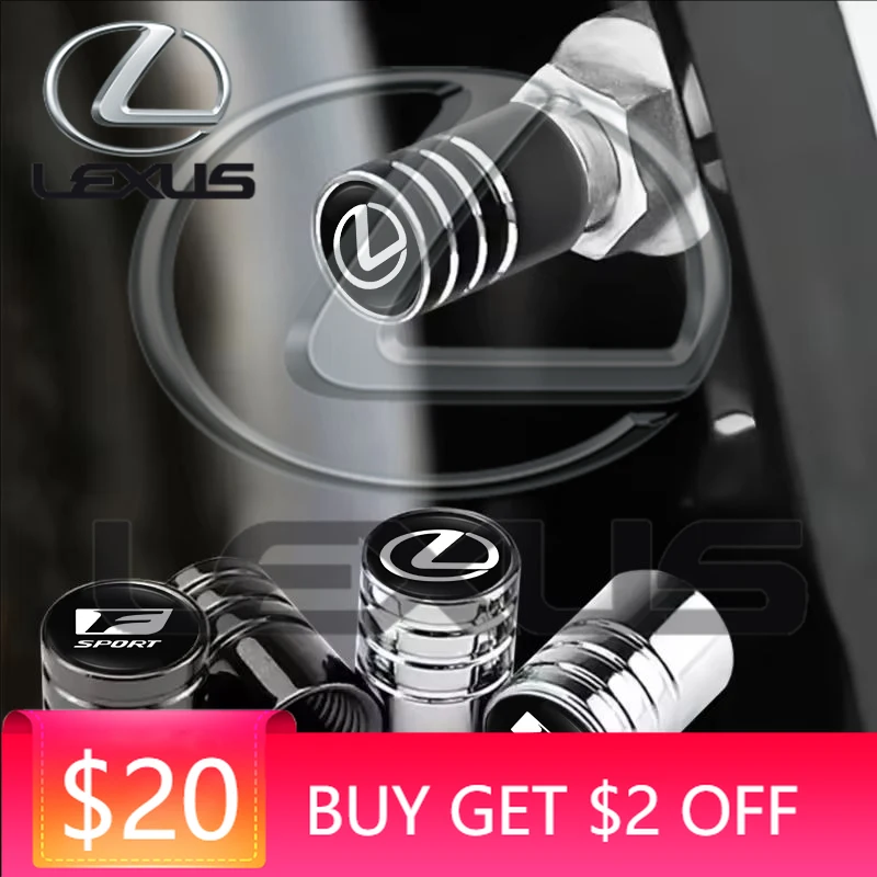 

Emblems 4Pcs Aluminum Alloy Car Tire Valve Cap Auto Wheel Accessories For Lexus F SPORT ES RX LS IS250 IS200 CT200h GS300 LS430