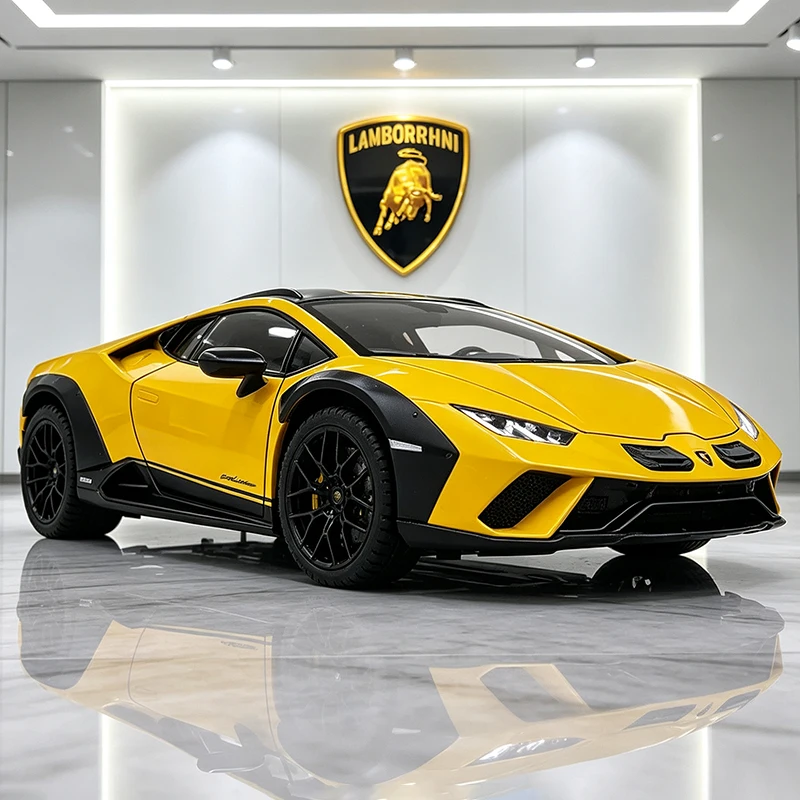 NEW 1:24 Lamborghini Huracan Sterrato Supercar Alloy Car Model Sound and Light Pull Back Car Model Collectibles Birthday Gift