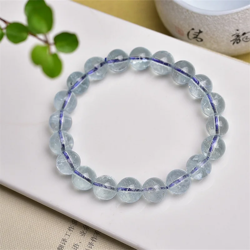 10MM Natural Clear Aquamarine Bracelet Gemstone Crystal Reiki Healing Gemstone Bracelet Fengshui Jewelry Gift 1PCS