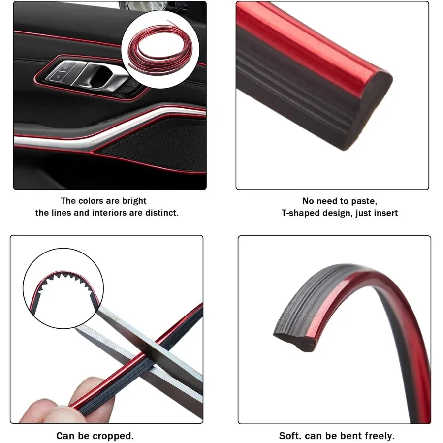 سيارة الداخلية صب قطاع سيارة الزخرفية حشو إدراج شرائط 5 متر 16ft مرنة الكهربائي الديكور التصميم Dashb