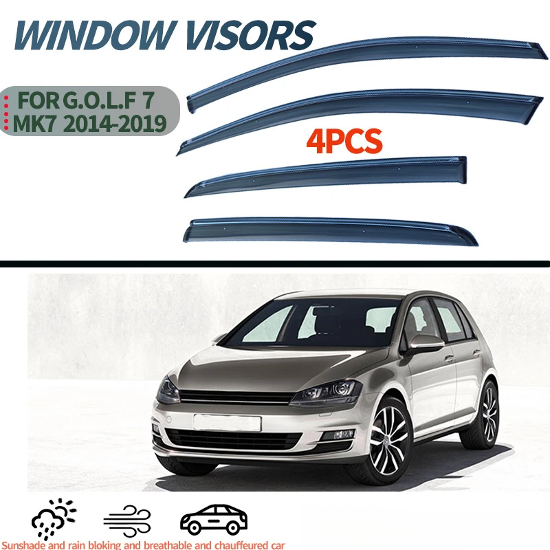 4pcs PC Side Window Deflector For VW MK7 Golf7 R GTI 2014 2015 2016 2017 2018 2019 Window Visor Sun Rain Guard Deflector