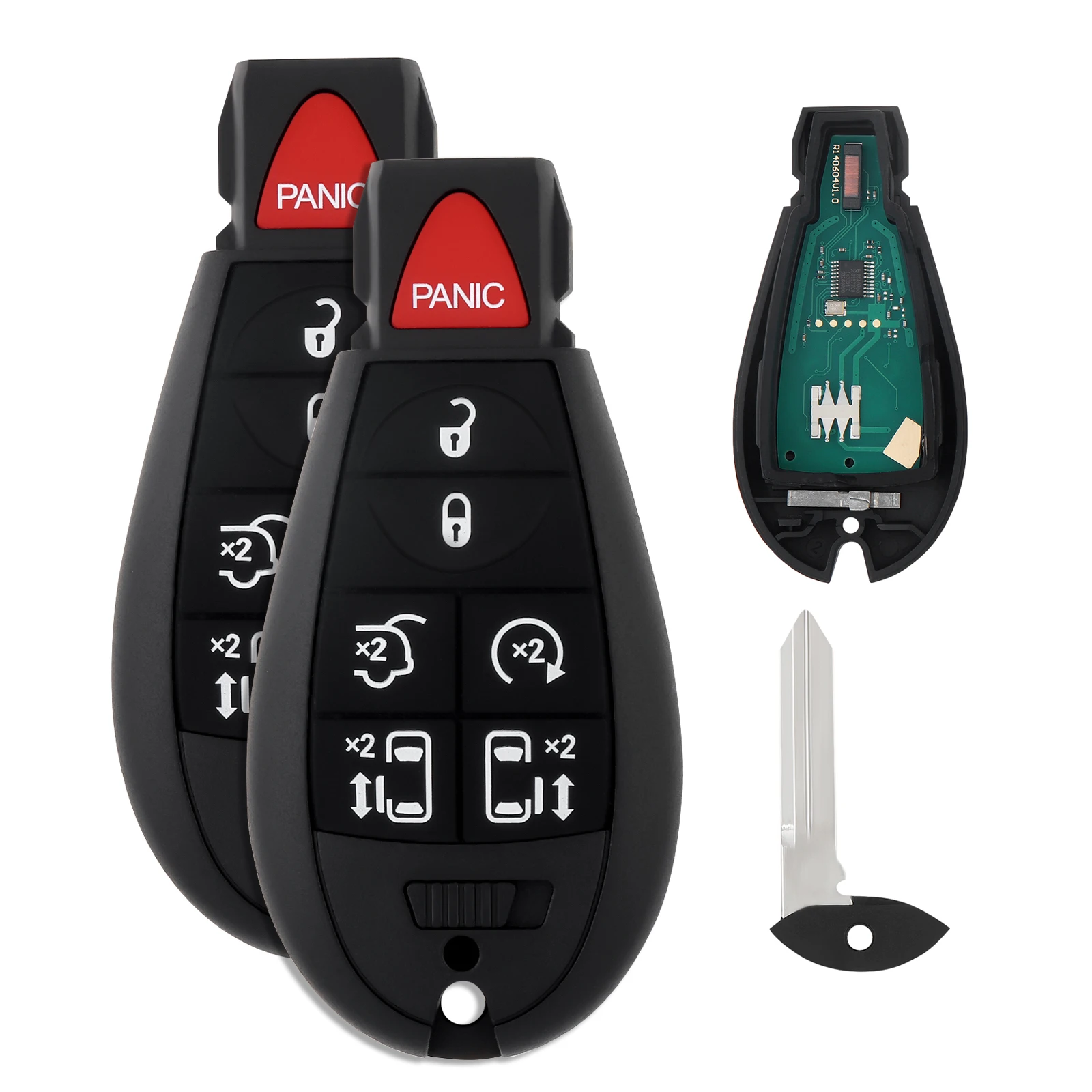 

2pcs 433MHz 7 Buttons M3N5WY783X IYZ-C01C Car Key Fob Keyless Entry Remote Replacement Fit for Dodge / Chrysler with ID46 Chip