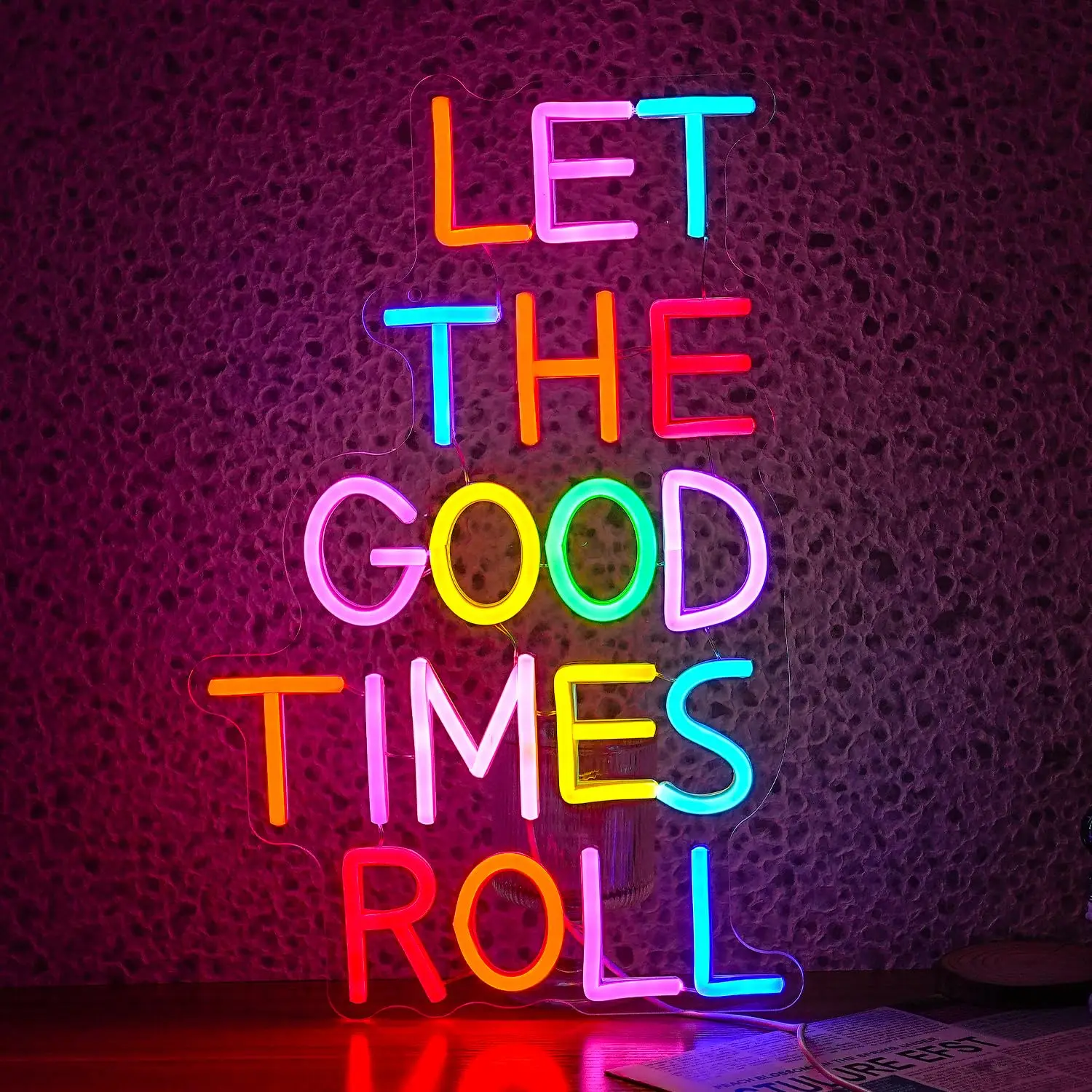 

Let The Good Times Roll Неоновая вывеска USB с регулируемой яркостью Неоновый свет для свадебного декора Красочные слова Спальня Человек Пещера Бар Вечеринка Настенный декор