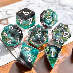 Deep Dragon Dice | 7 Piece Polyhedral dice set | Resin handmade | For popular RPG like DnD / D&D or Pathfinder