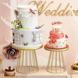 Metal Cake Stand Wedding Gold Dessert Display Plate Birthday Party Events Decoration Food Cupcake Stands Cakes Tray 20+25cm