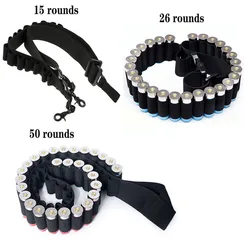 15/26/50 Round Bandolier Belt 12/20 Gauge Cartridge Pouch 5.56mm .22/.223.204 Bullet Shell Holder Shoulder Waist Belt Ammo Pouch