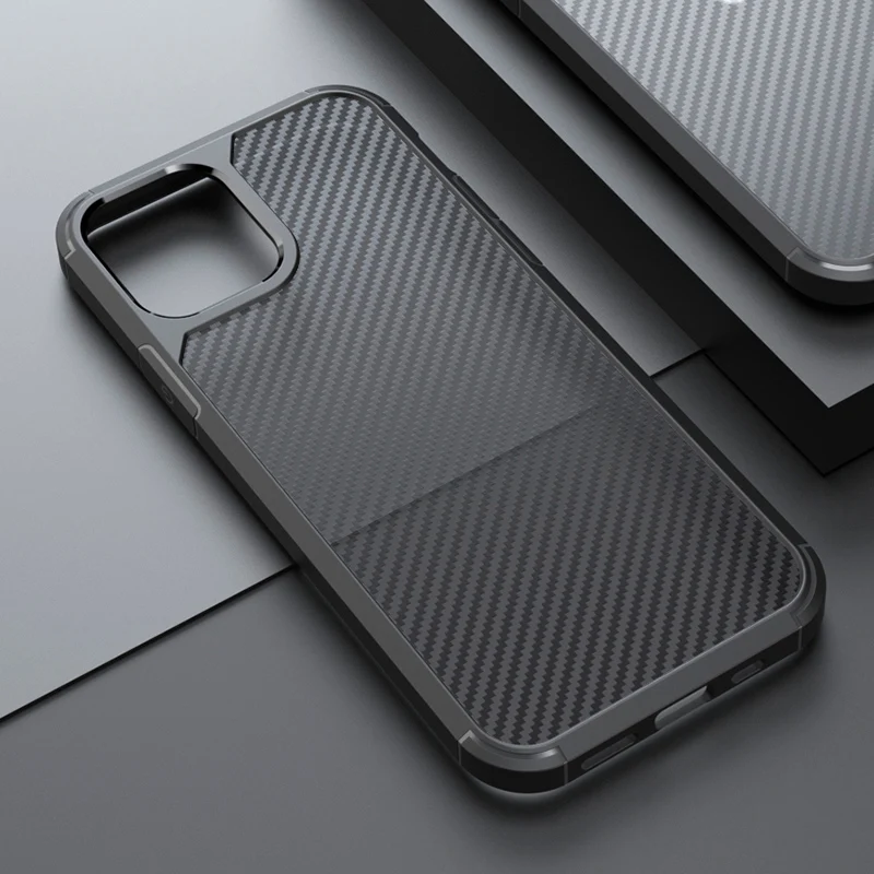 Luxury Carbon Fiber Shockproof Case for iPhone 14 13 12 Mini 11 15Pro Max X XR XS 7 8 Plus  Matte Bumper Transparent Armor Cover